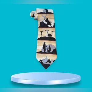 100% Silk Tie Showing the Story of the Crucifixion by Eagles Wings